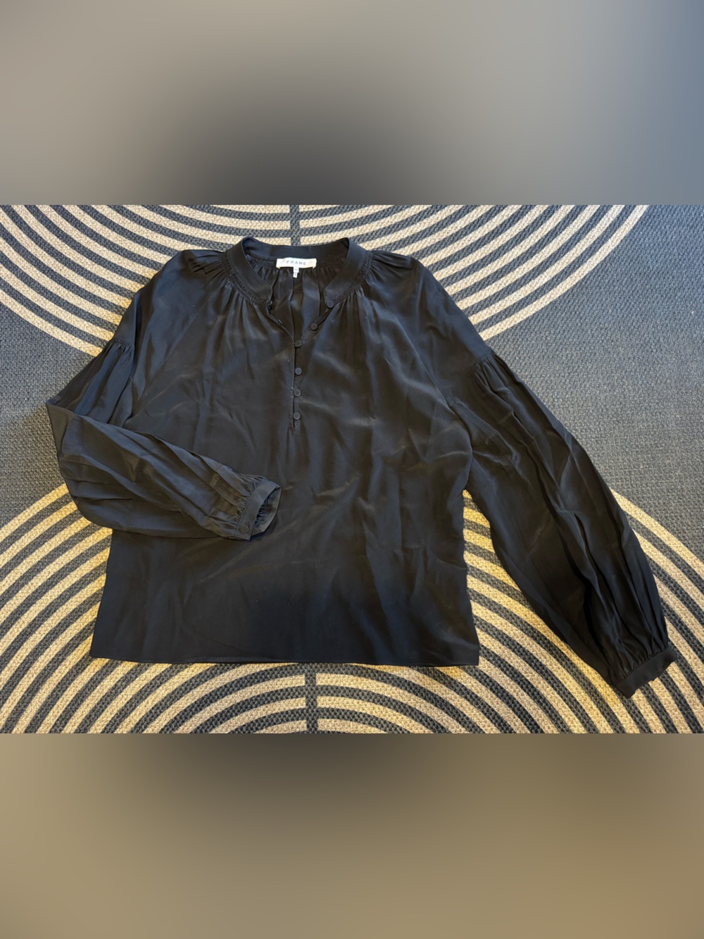Frame Denim Black Long-Sleeve Button-Front Dress Shirt
